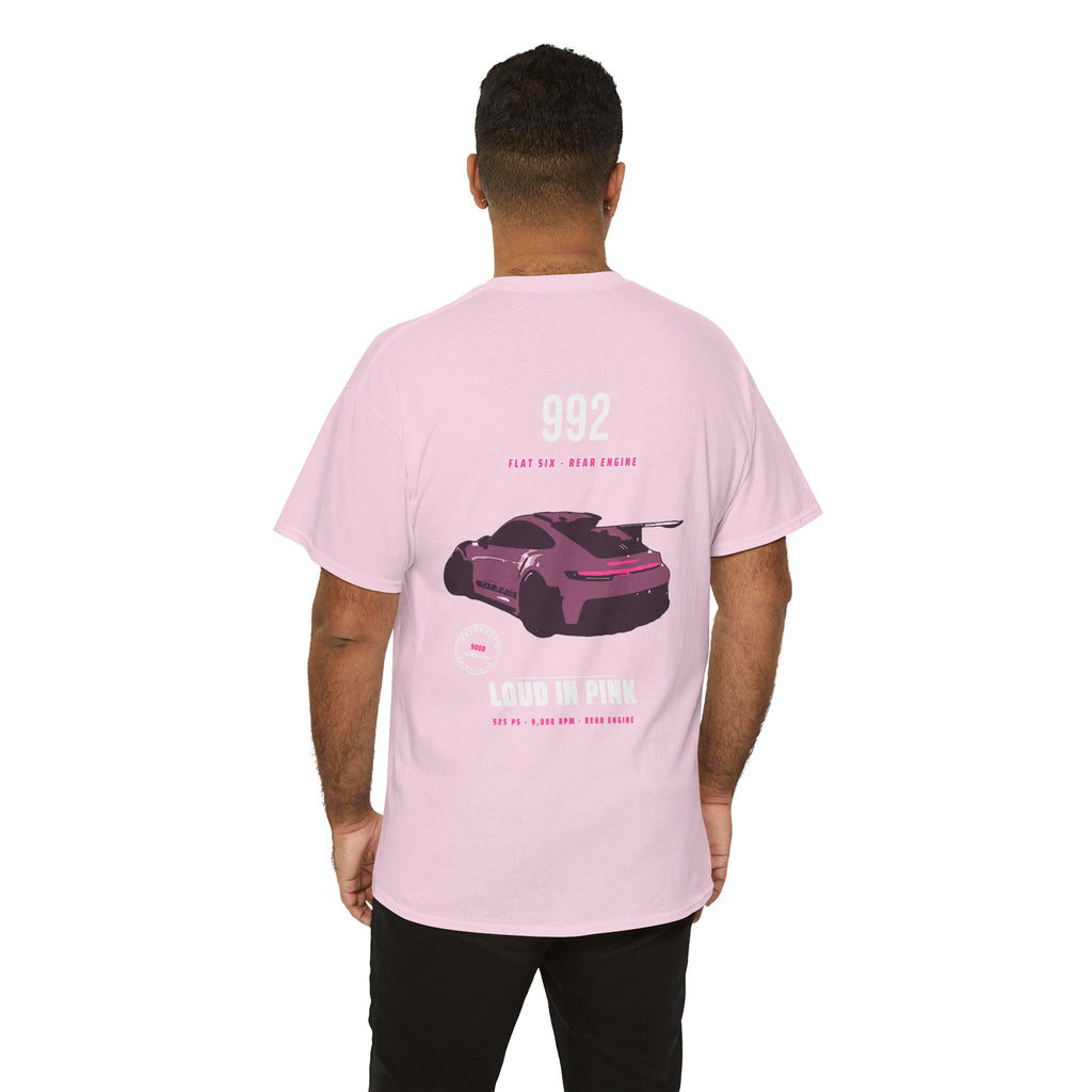 Car Graphic Tee — Pink Sports Car Illustration Back Print