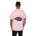 Car Graphic Tee — Pink Sports Car Illustration Back Print
