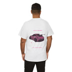 Car Graphic Tee — Pink Sports Car Illustration Back Print