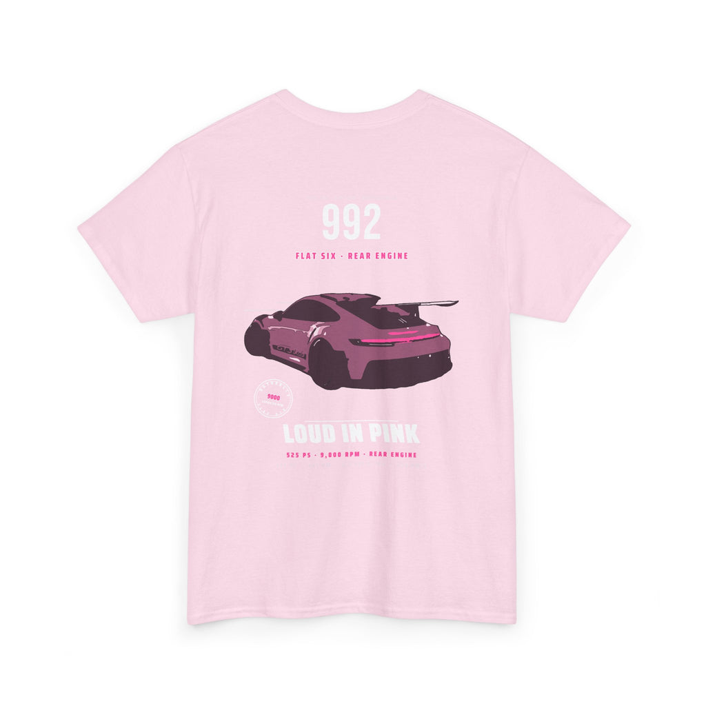 Car Graphic Tee — Pink Sports Car Illustration Back Print