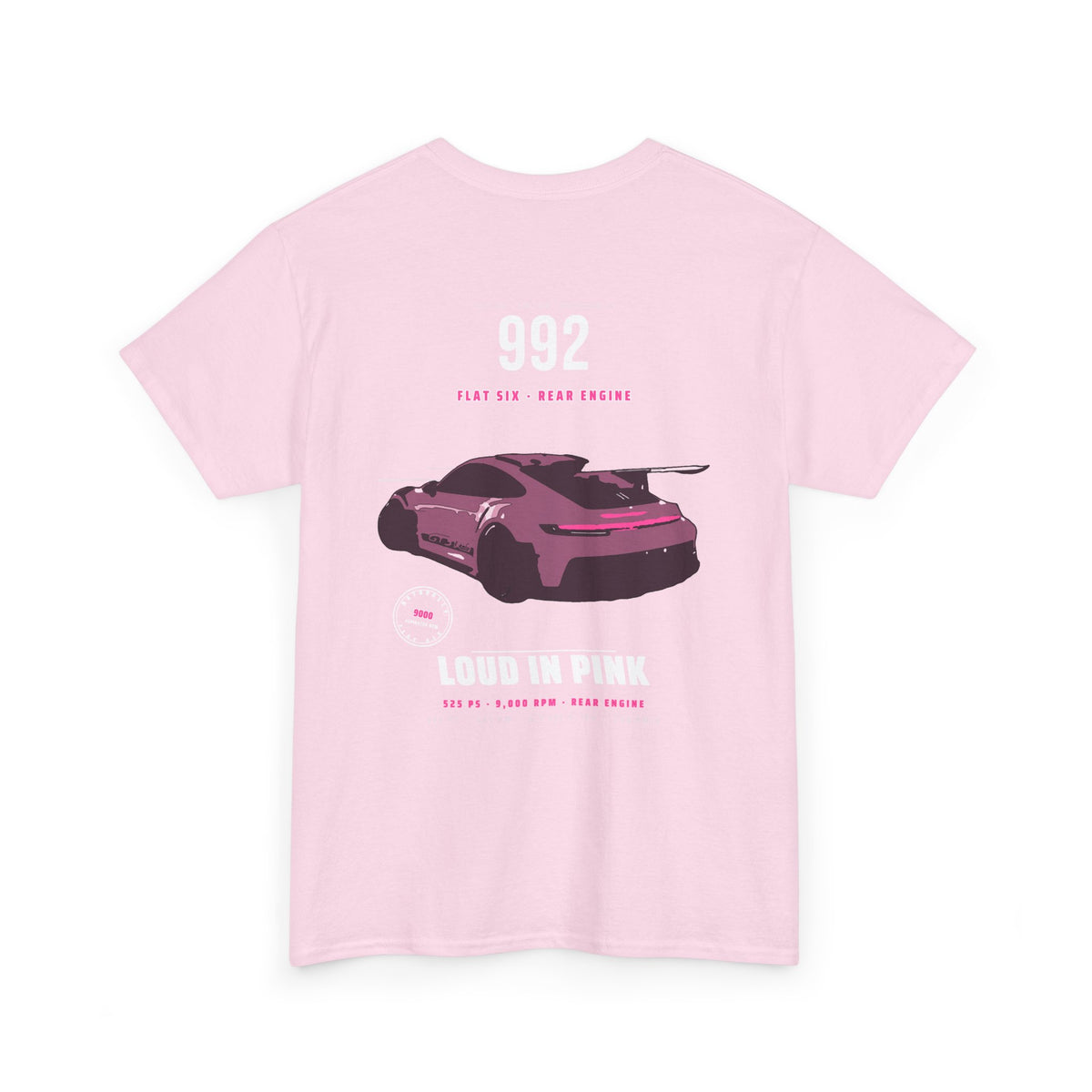Car Graphic Tee — Pink Sports Car Illustration Back Print