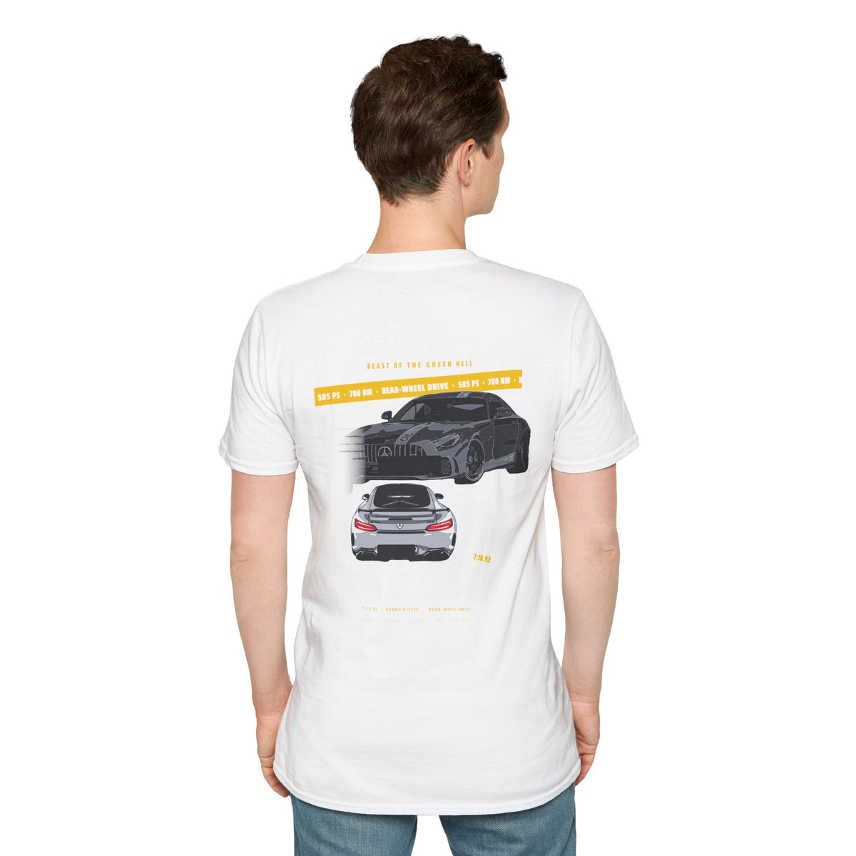 Car Enthusiast T-Shirt — Sport Coupe Graphic Tee (Rear & Side Car Illustration)