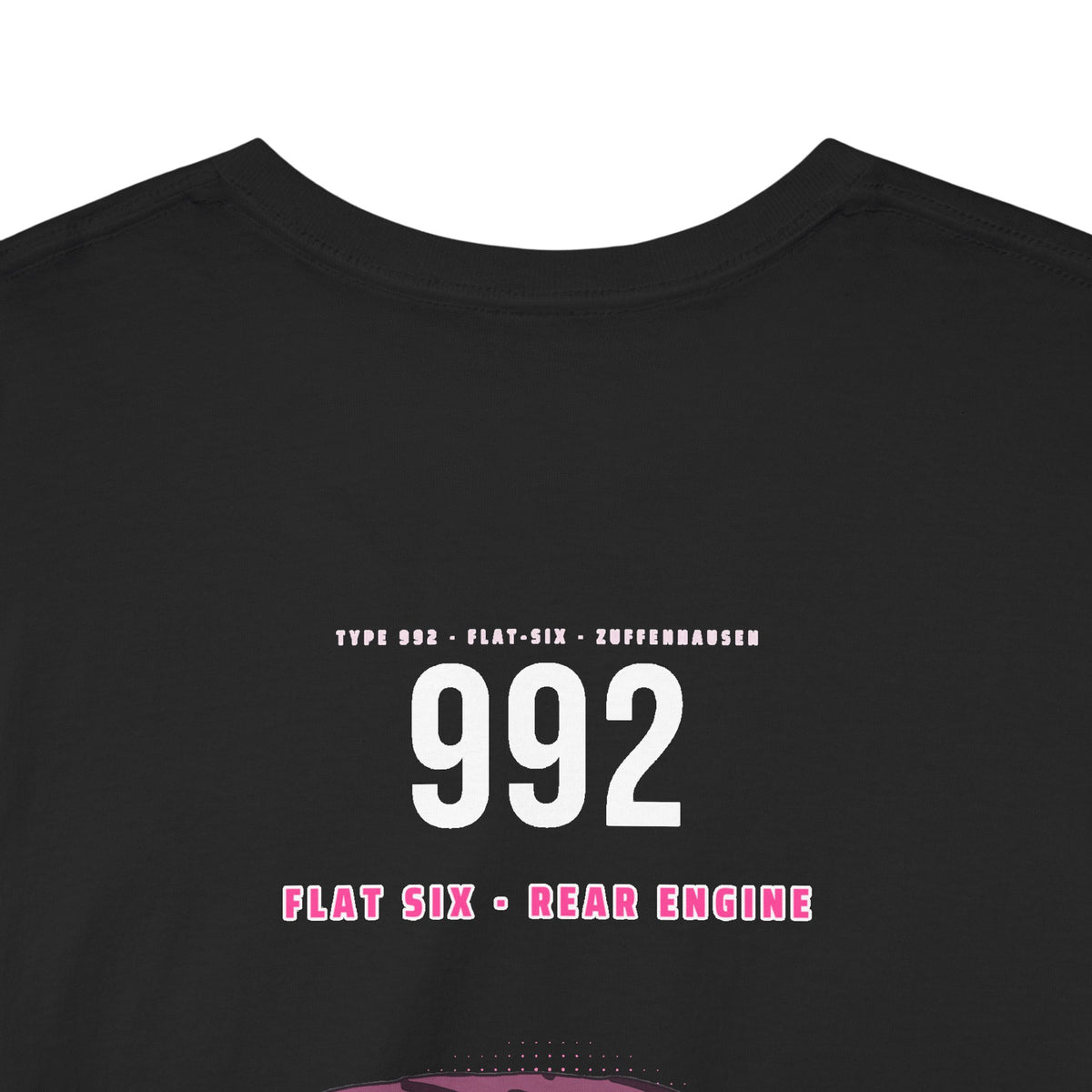 Car Graphic Tee — Pink Sports Car Illustration Back Print