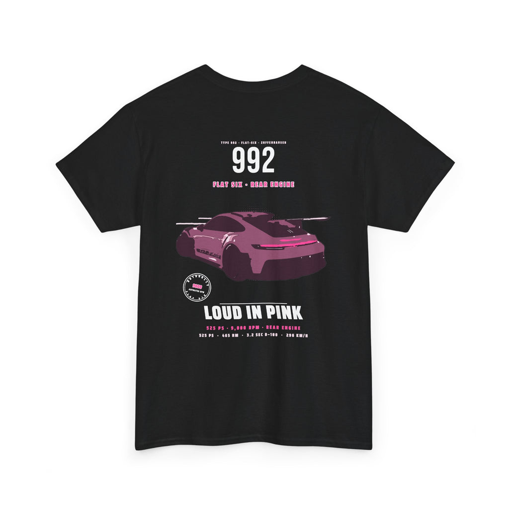 Car Graphic Tee — Pink Sports Car Illustration Back Print
