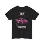 Car Graphic Tee — Pink Sports Car Illustration Back Print