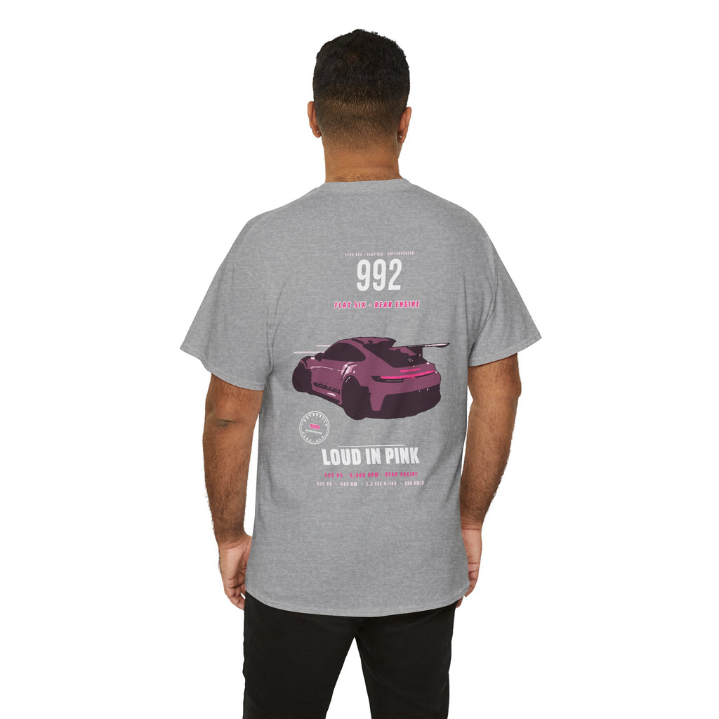 Car Graphic Tee — Pink Sports Car Illustration Back Print