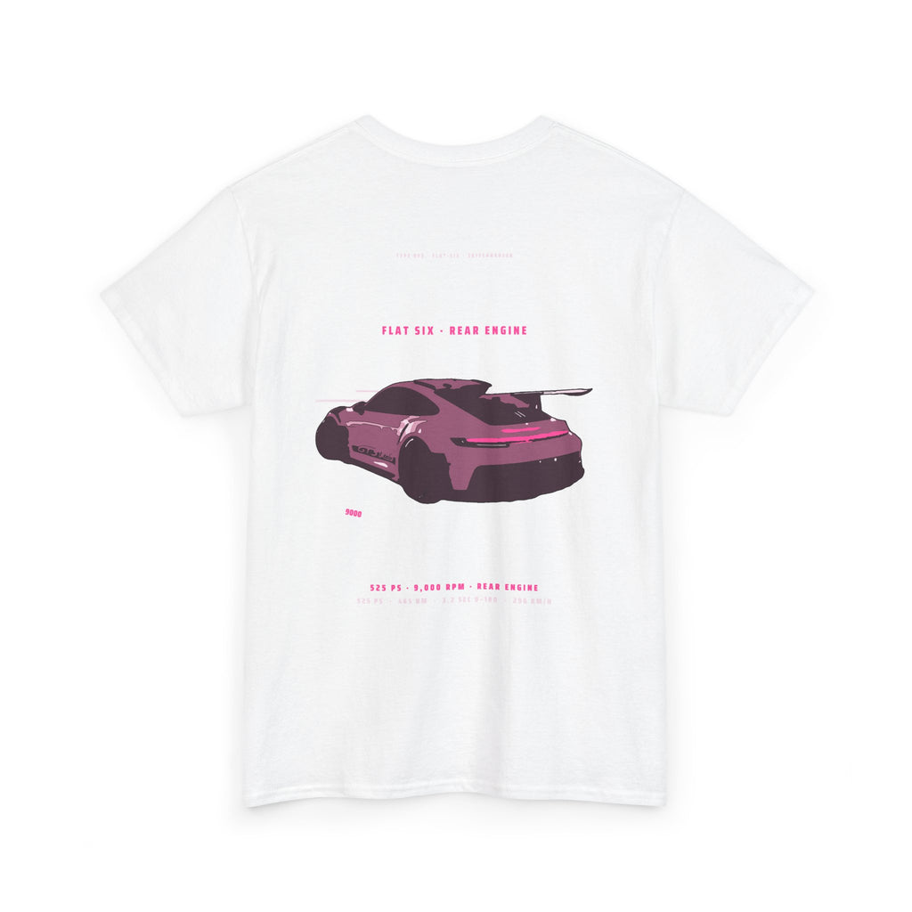 Car Graphic Tee — Pink Sports Car Illustration Back Print