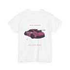 Car Graphic Tee — Pink Sports Car Illustration Back Print