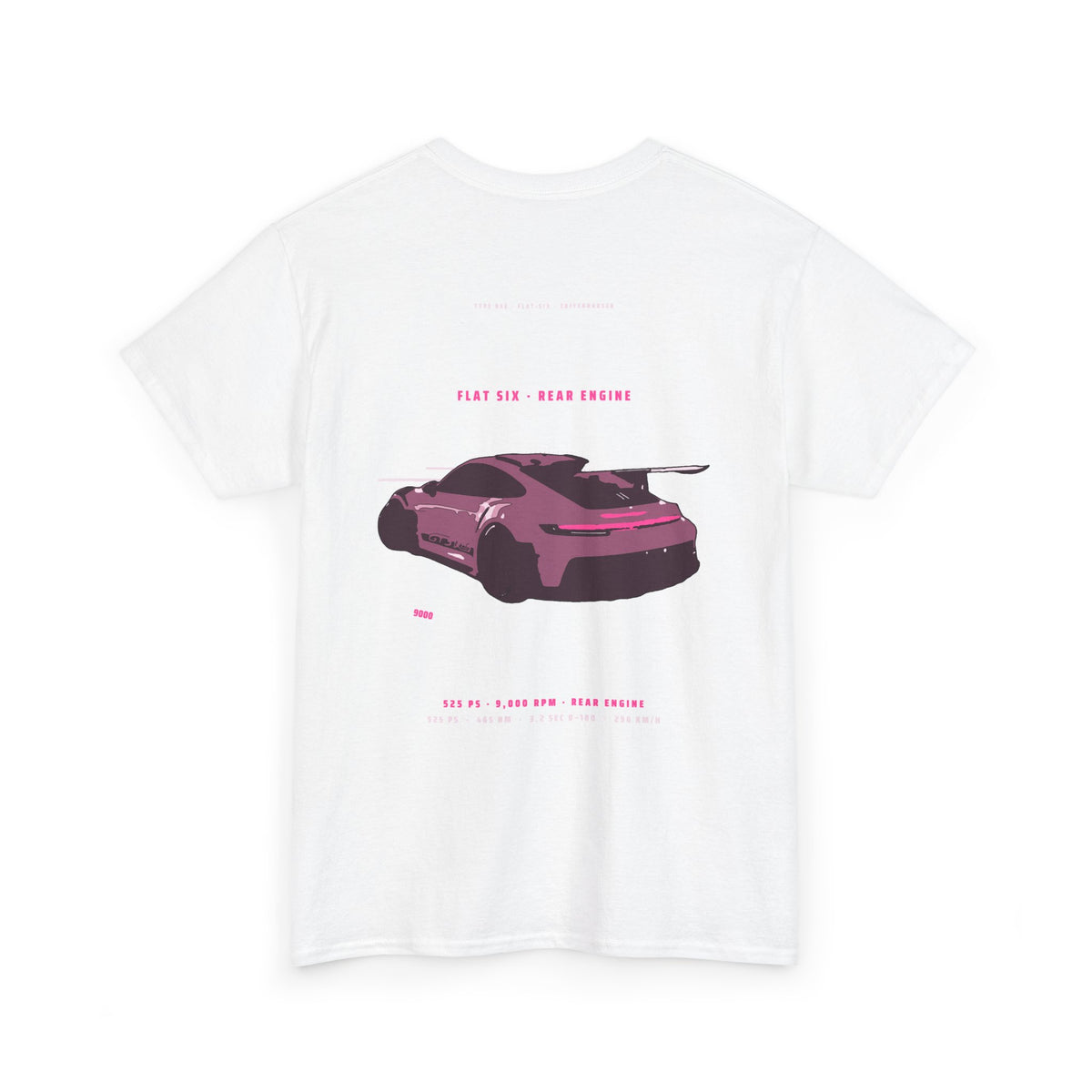 Car Graphic Tee — Pink Sports Car Illustration Back Print
