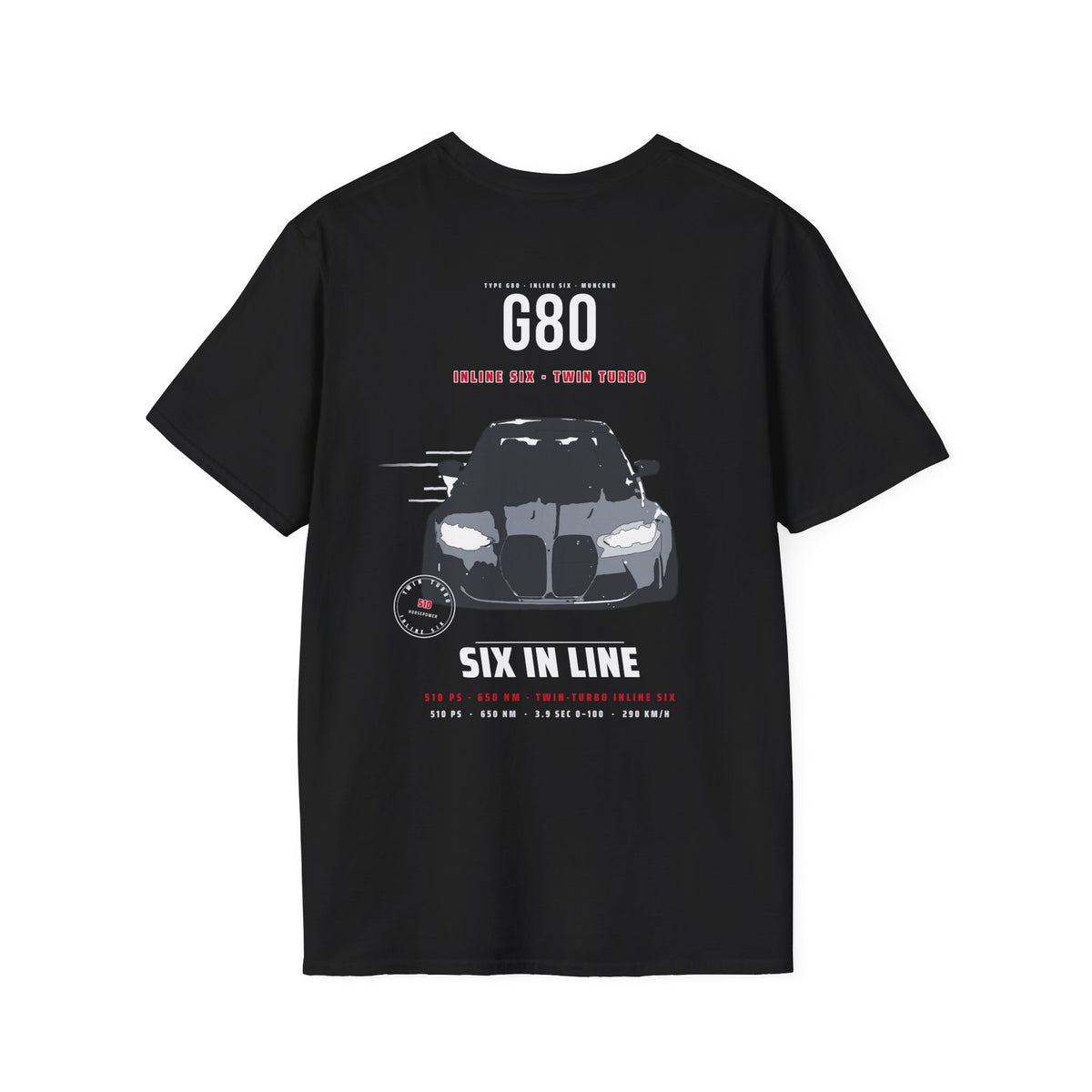 510 HP Rear-Wheel-Drive Saloon T-Shirt — Dark Streetwear