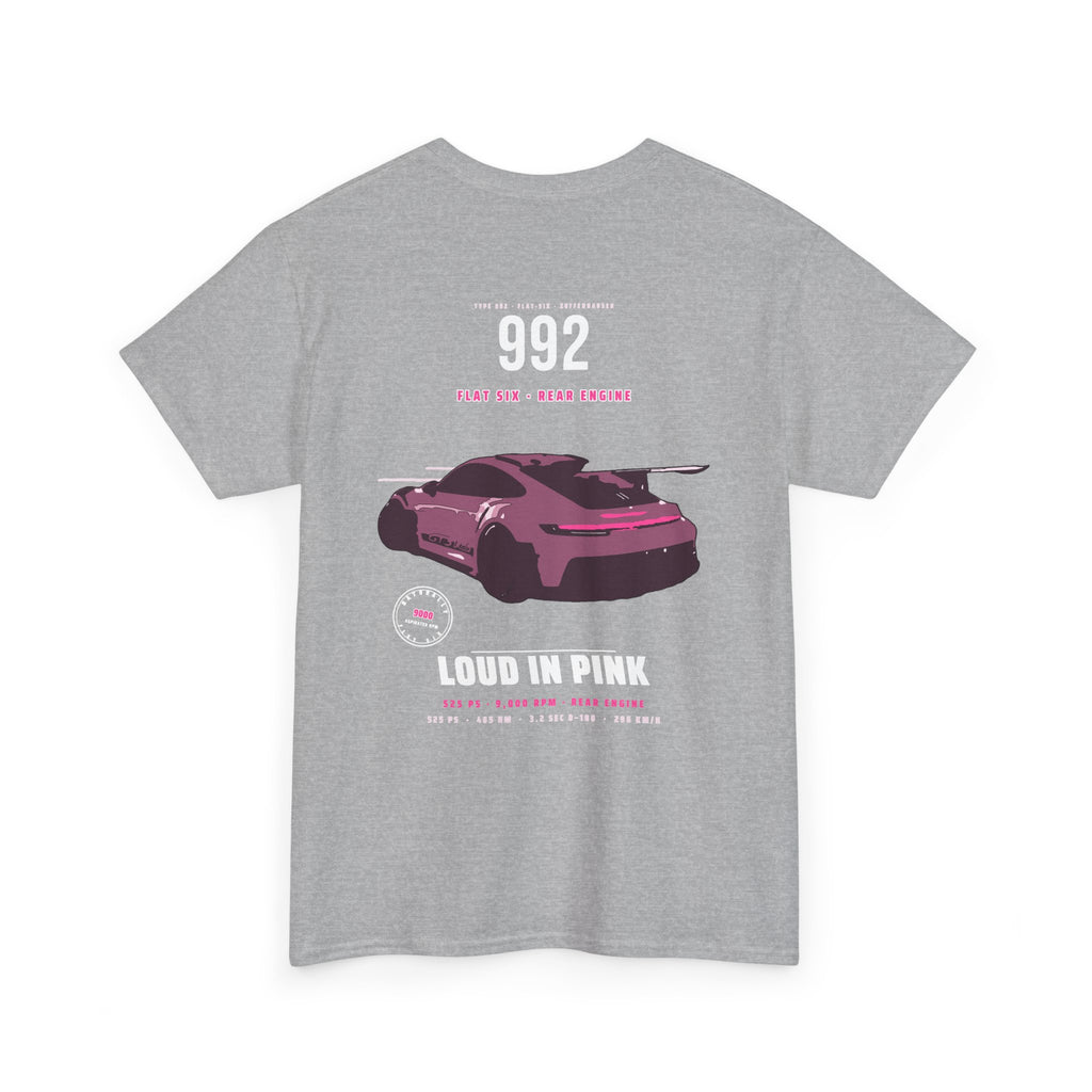 Car Graphic Tee — Pink Sports Car Illustration Back Print