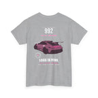 Car Graphic Tee — Pink Sports Car Illustration Back Print